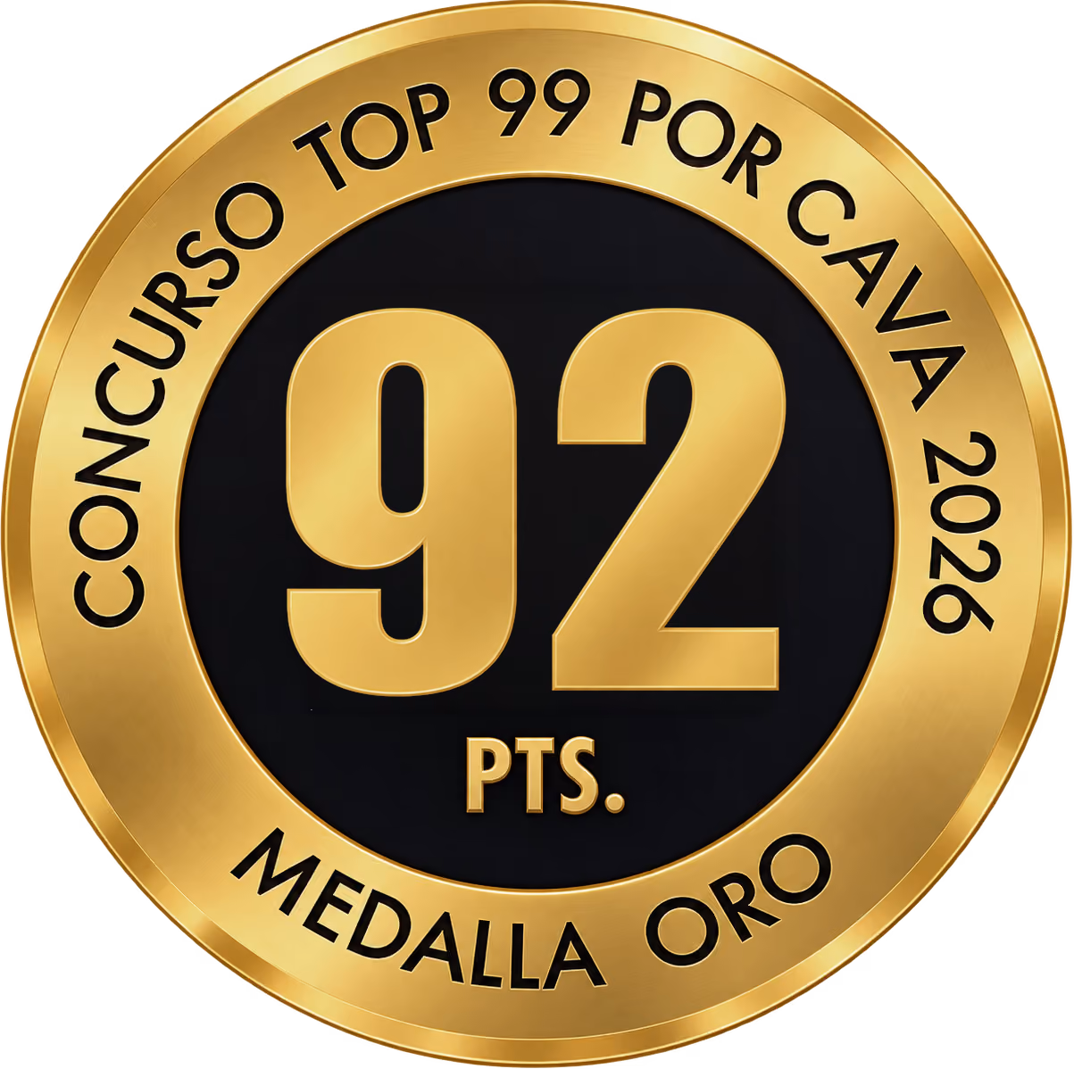 Medalla de oro, 92 puntos, Concurso Top 99 por CAVA 2026.